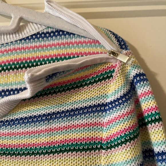 Talbots NWOT Rainbow Stripe Zipper Shoulder Curved Hem Sweater 1X - Picture 3 of 7